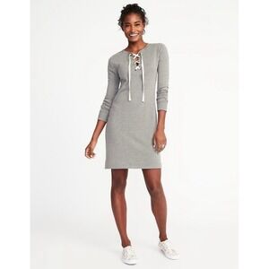 Old Navy Women's Size Small Gray Long Sleeve French Terry Sweatshirt Dress NWOT